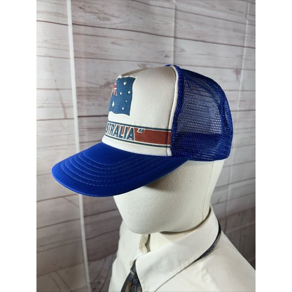 Vintage Kanley Australia Mesh Trucker Snapback Hat Cap Blue w/ Australian Flag - Picture 4 of 8